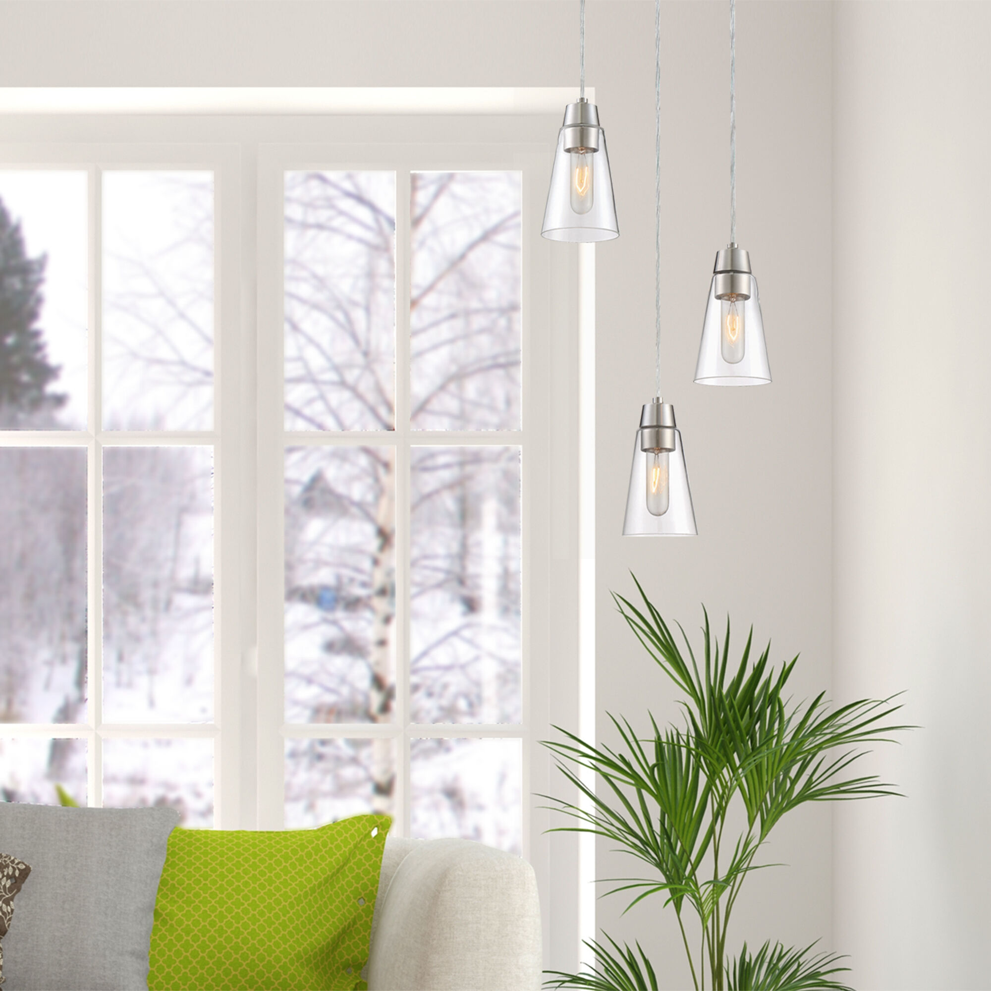 Echo 3 Light 11 inch Satin Platinum Mini Pendant Ceiling Light